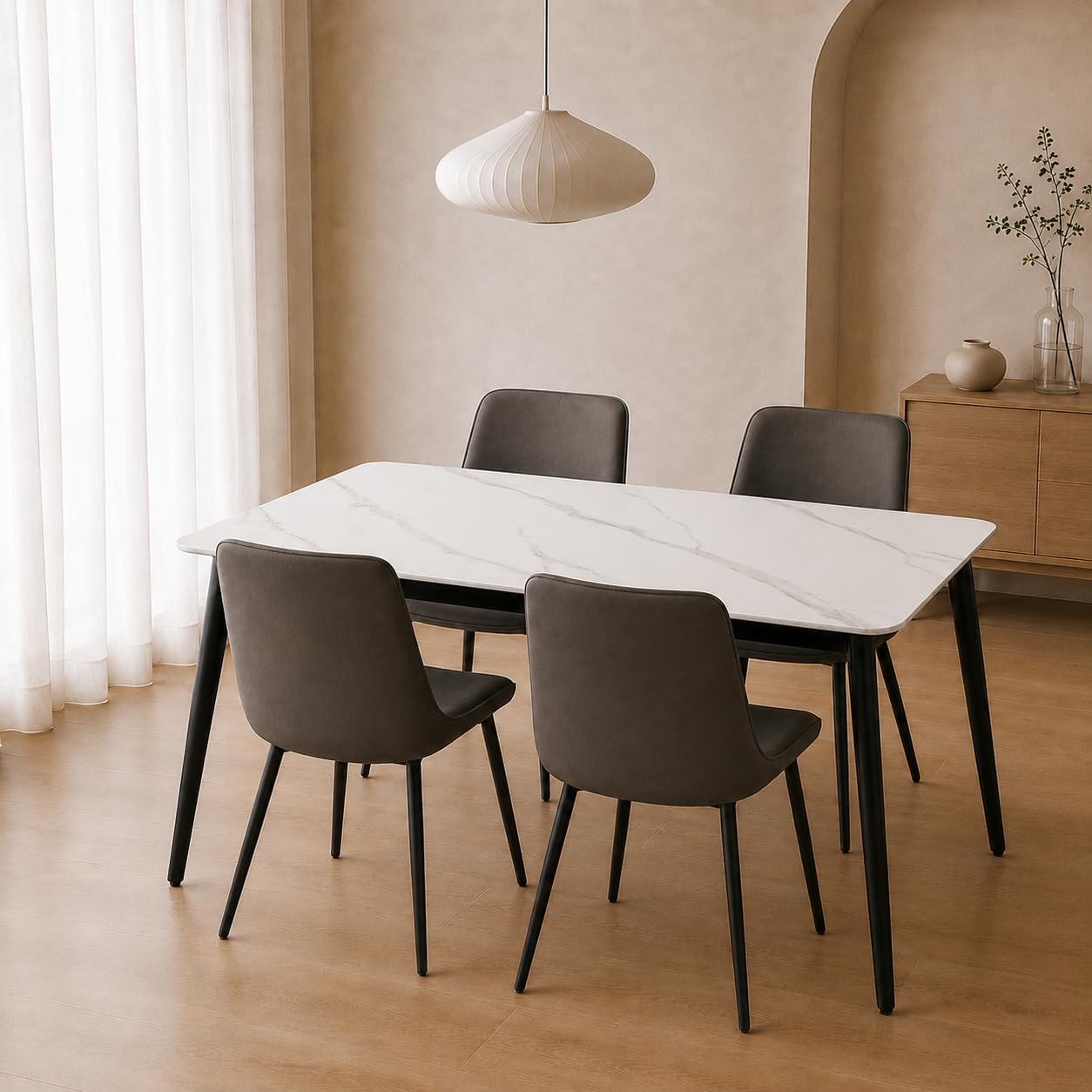 Amazon｜ダイニングテーブルセット セラミック天板 幅120cm 5点セット